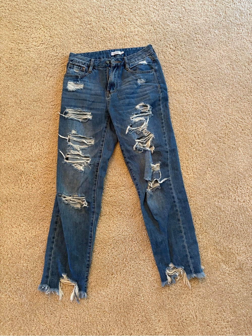 Rue21 Dark Blue Distressed Boyfriend Jeans